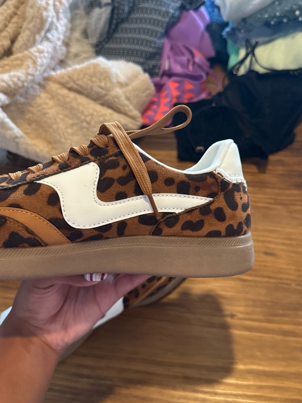 Leopard Print Kids Sneakers with White Accent
